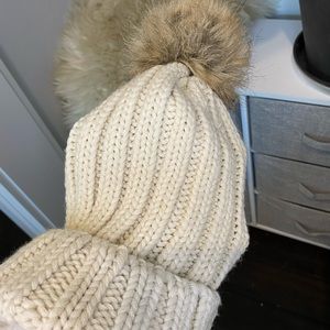 White cuff beanie with Pom Pom